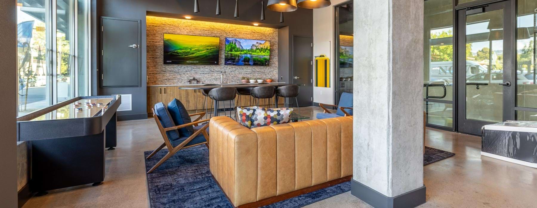kitchen and dining table in resident lounge